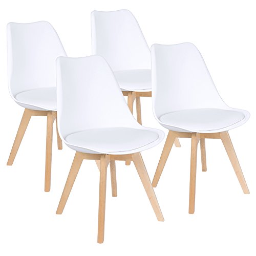 Furmax Mid Century Modern DSW Dining Chair Upholstered Side Chair with Beech Wood Legs and Soft Padded Shell Tulip Chair…