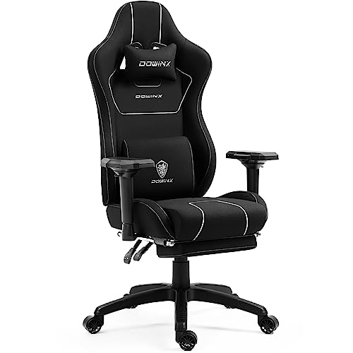 Dowinx Gaming Chair Tech Fabric with Pocket Spring Cushion, Ergonomic Computer Chair with Massage Lumbar Support and Footrest, Comfortable Reclining…