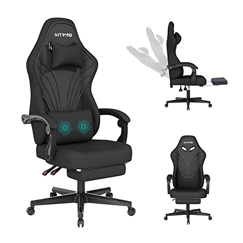 SITMOD Gaming Chair with Footrest and Lumbar Support, Ergonomic Computer Chair with 360 Degree Swivel and Height Adjustment, Video Game…
